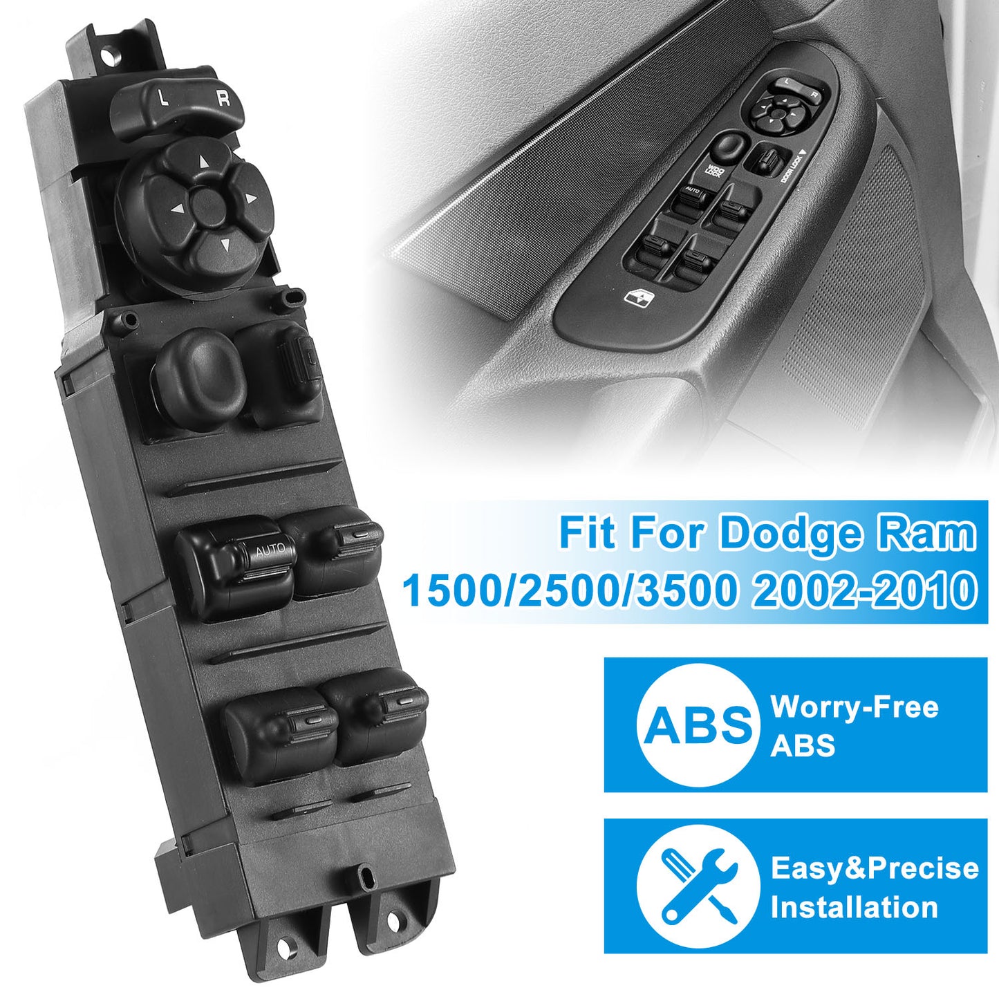 Electric Master Power Window Switch Driver Side Fit for 2002-2010 Dodge Ram 56049805AB 68171680AA
