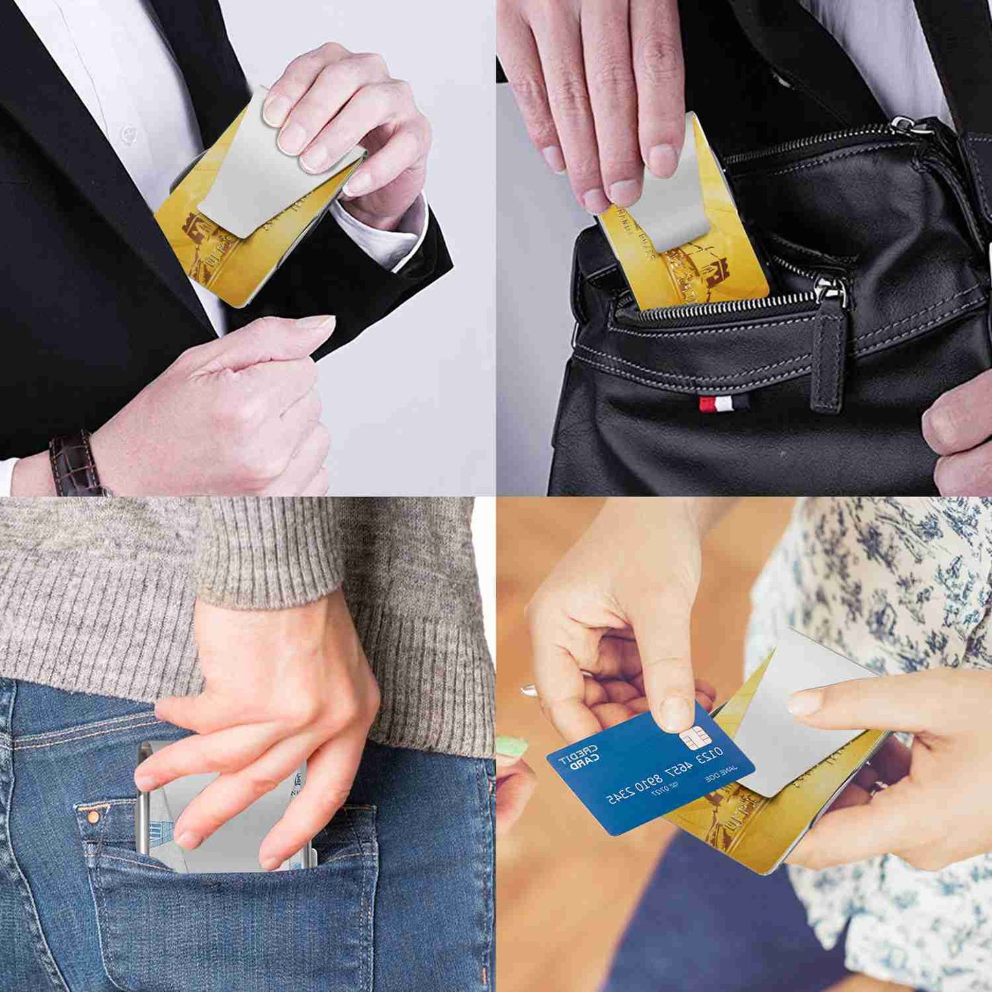 Slim Clip Double Sided Money Clip Credit Card Holder Wallet Stainless Steel