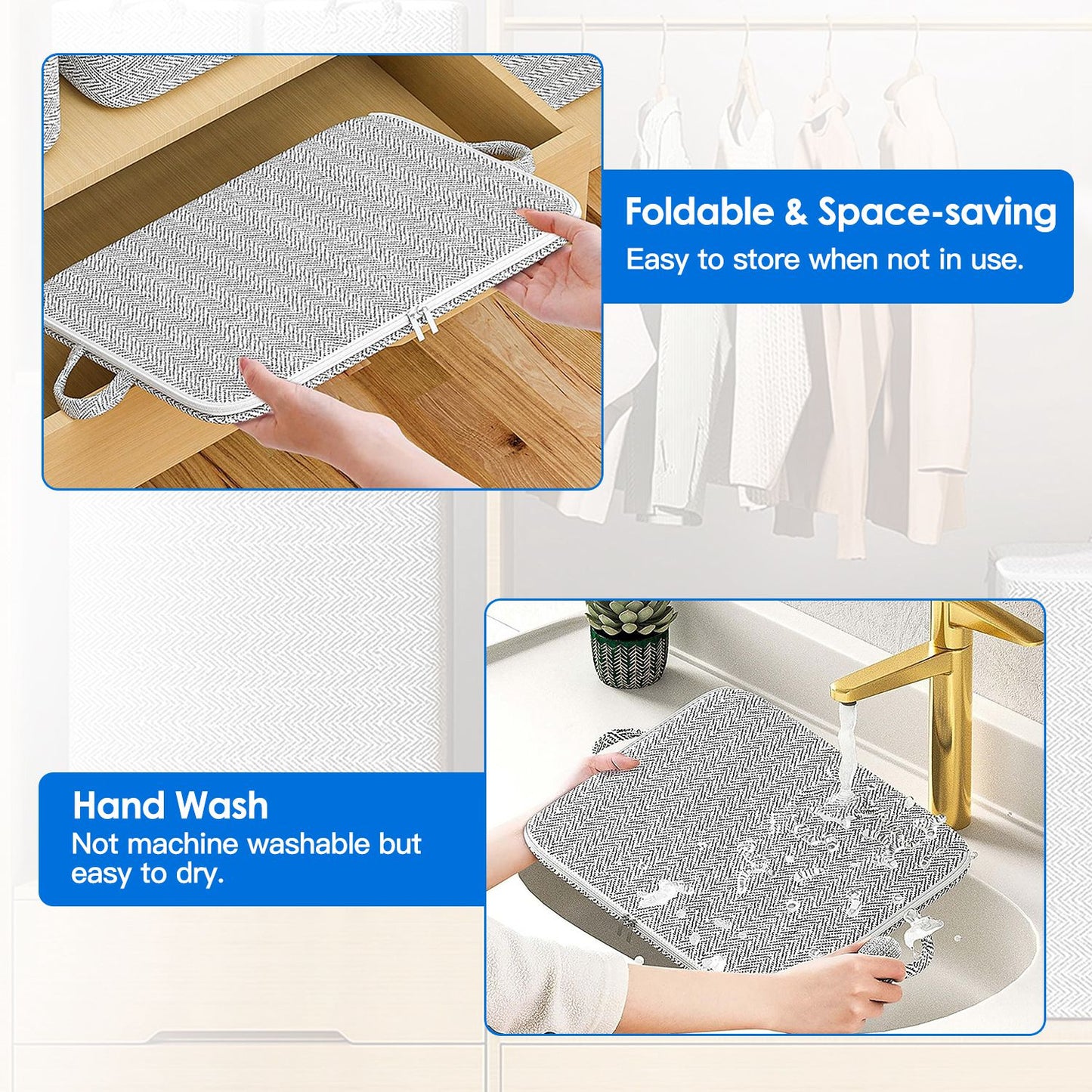 4 Pack Foldable Non Woven Storage Bags Closet Organizers Wardrobe Sorting Baskets with 2 Handles Dustproof Lid Zipper for Clothes Quilt 30L 110L 150L