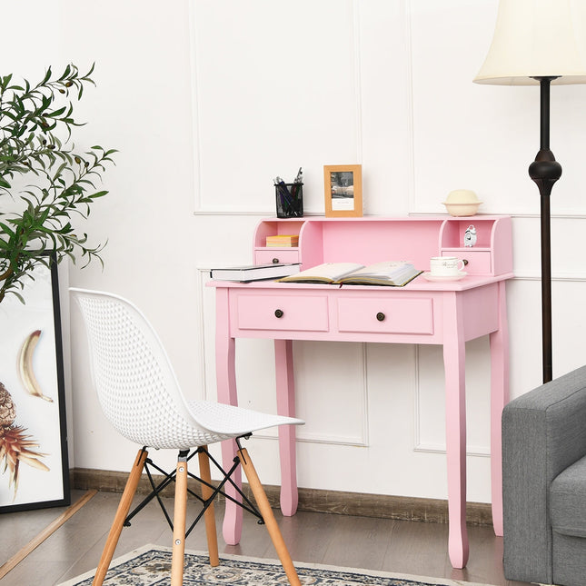 Writing Desk 2-Tier Vanity Desk Computer Desk with 4 Drawers