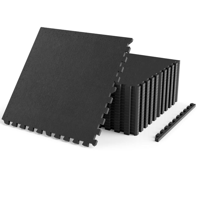 Interlocking Rubber Exercise Mat 70 Sq Ft with Borders
