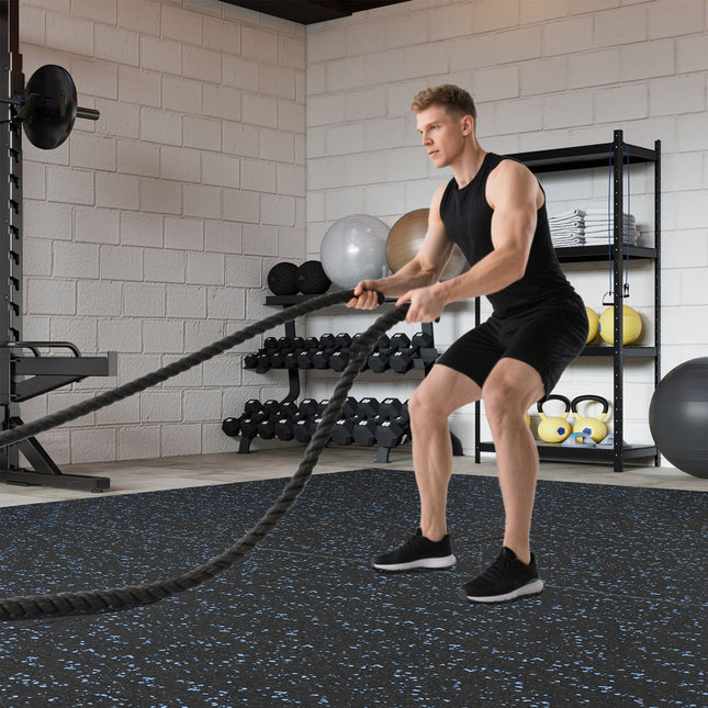 Interlocking Rubber Exercise Mat Set 48 Sq Ft with Borders