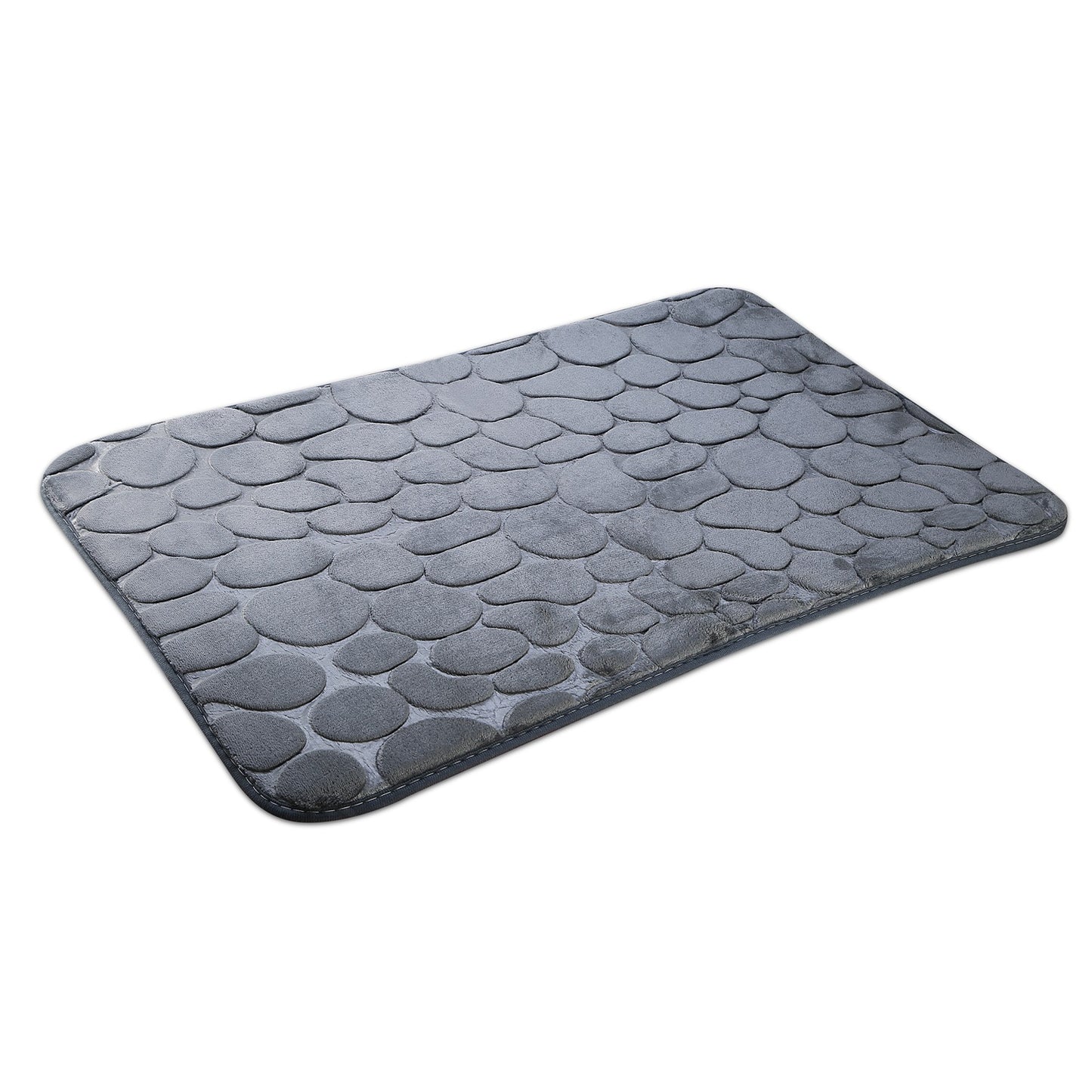 2 Pcs/Set Bathroom Rugs Luxury Flannel Non-Slip Bathroom Rugs Set Soft Pebbles Shower Absorbent Carpet U-Shaped Toilet Mat Washable for Bathroom Entra