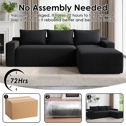 Cloud L-Shaped Corduroy Sectional Sofa with Chaise Lounge