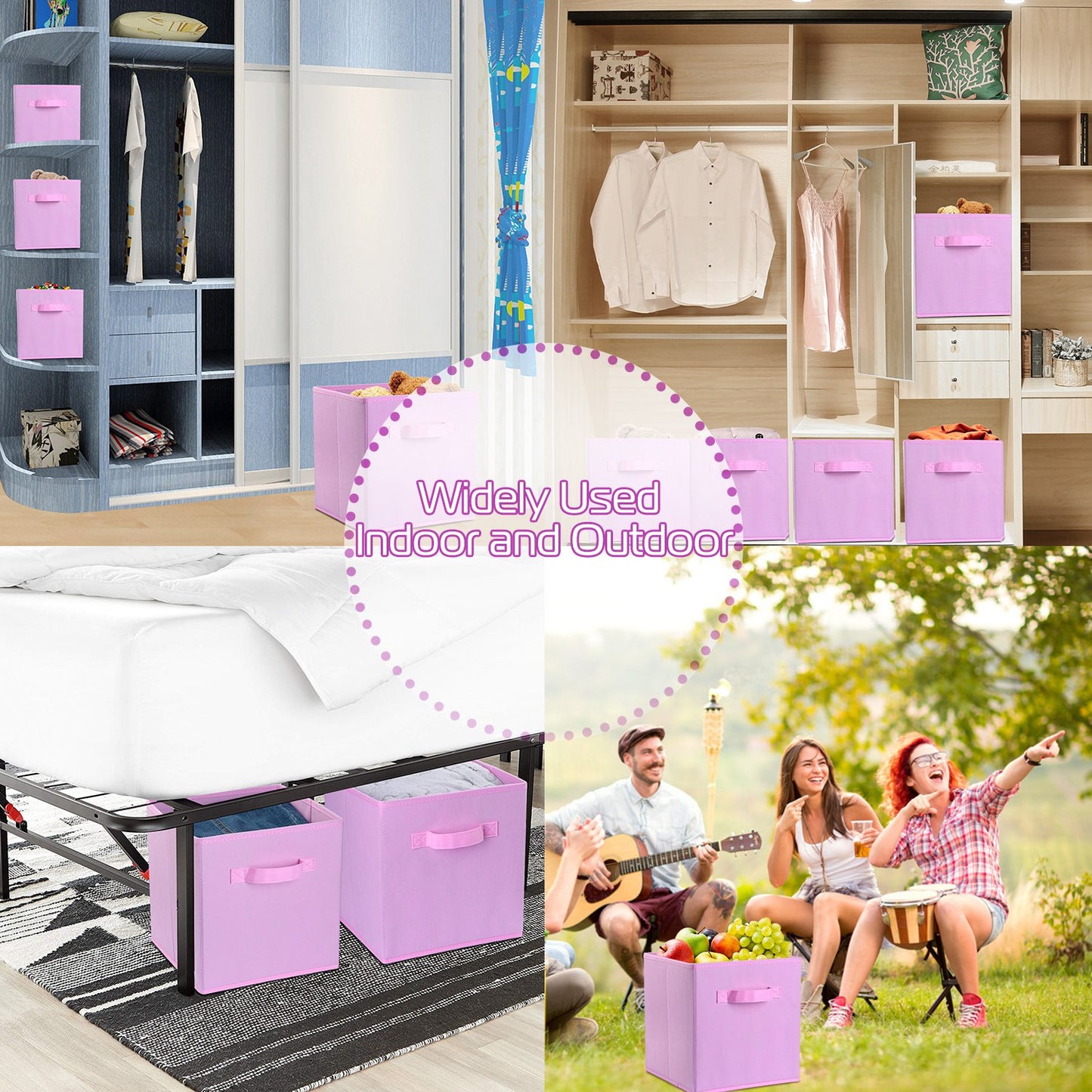 iMounTEK 4 Pack Foldable Storage Cube Bins Cloths Closet Space Organizer Basket Shelves Box for Clothes Toys Books Cabinet