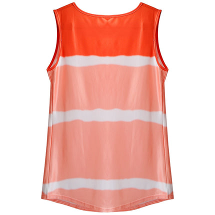 Women Tie-dye Sleeveless Tank Tops Summer Loose T Shirts Tops Button Down Shirts Vest Blouse Plus Size
