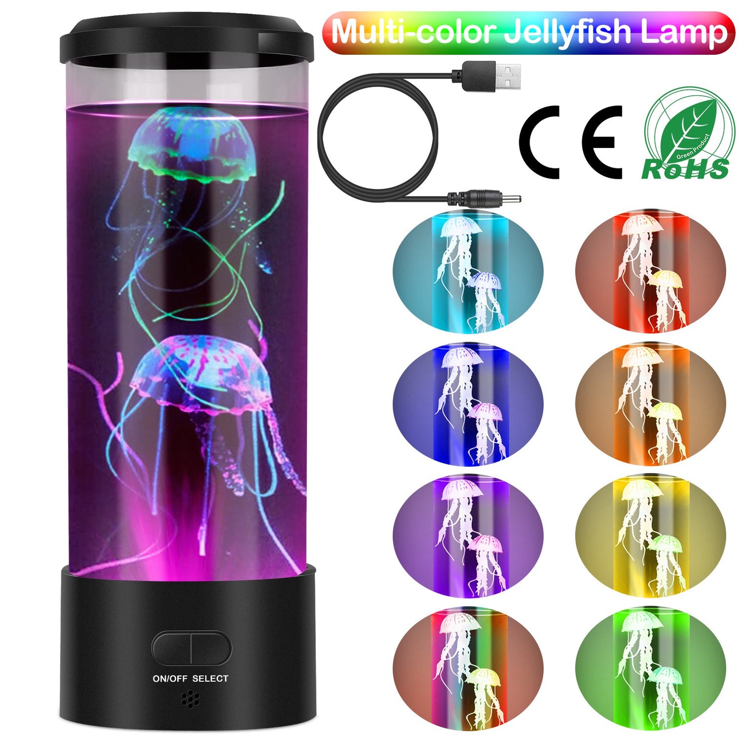 Jellyfish Lava Lamp Multi-color Changing Mood Night Light USB Electric Desk Tank Decoration Lamp Home Office