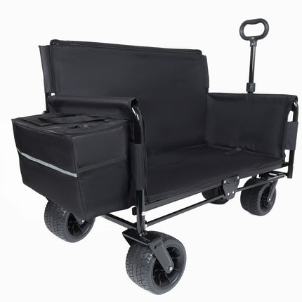 Folding Wagon Cart with Bench Seat – 500lb Capacity, 180L
