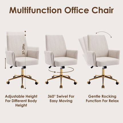 Mid-Back Velvet Office Chair with Memory Foam Cushion
