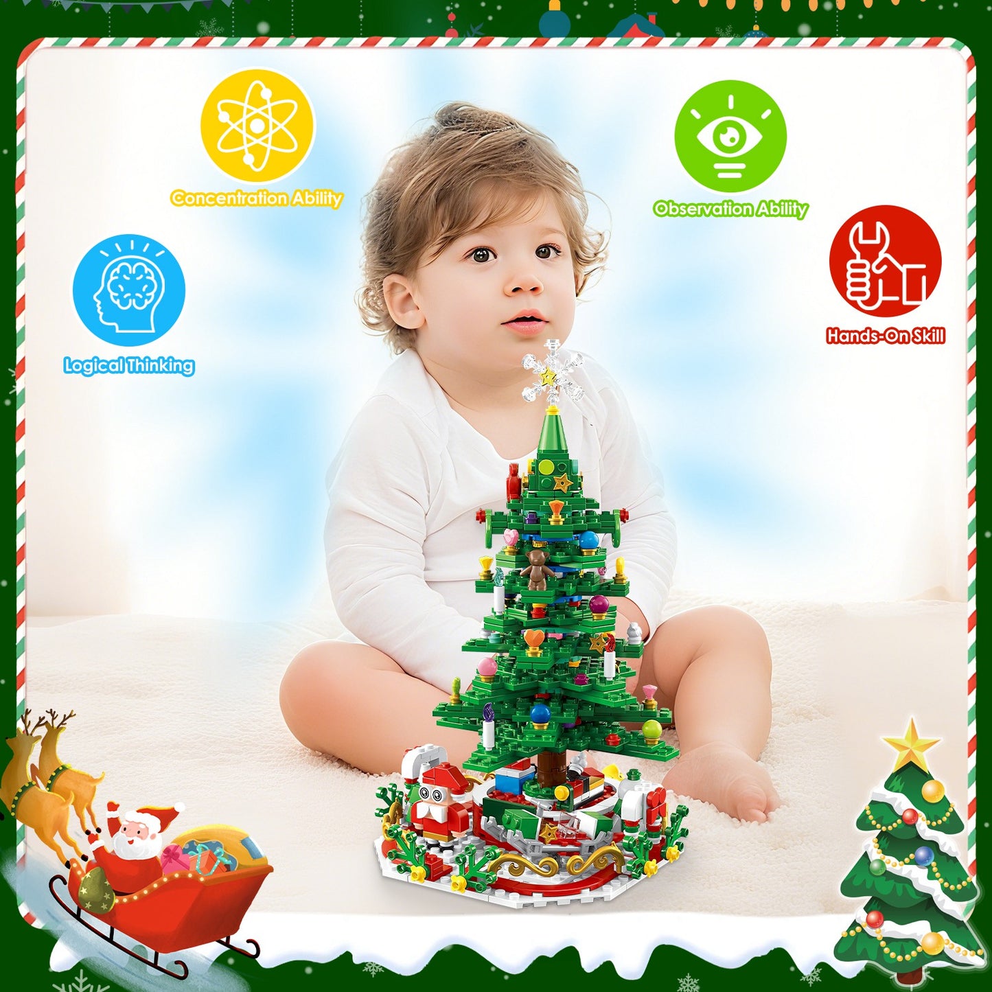 2025 LED Christmas Tree Building Set – 24-Day Countdown Advent Calendar