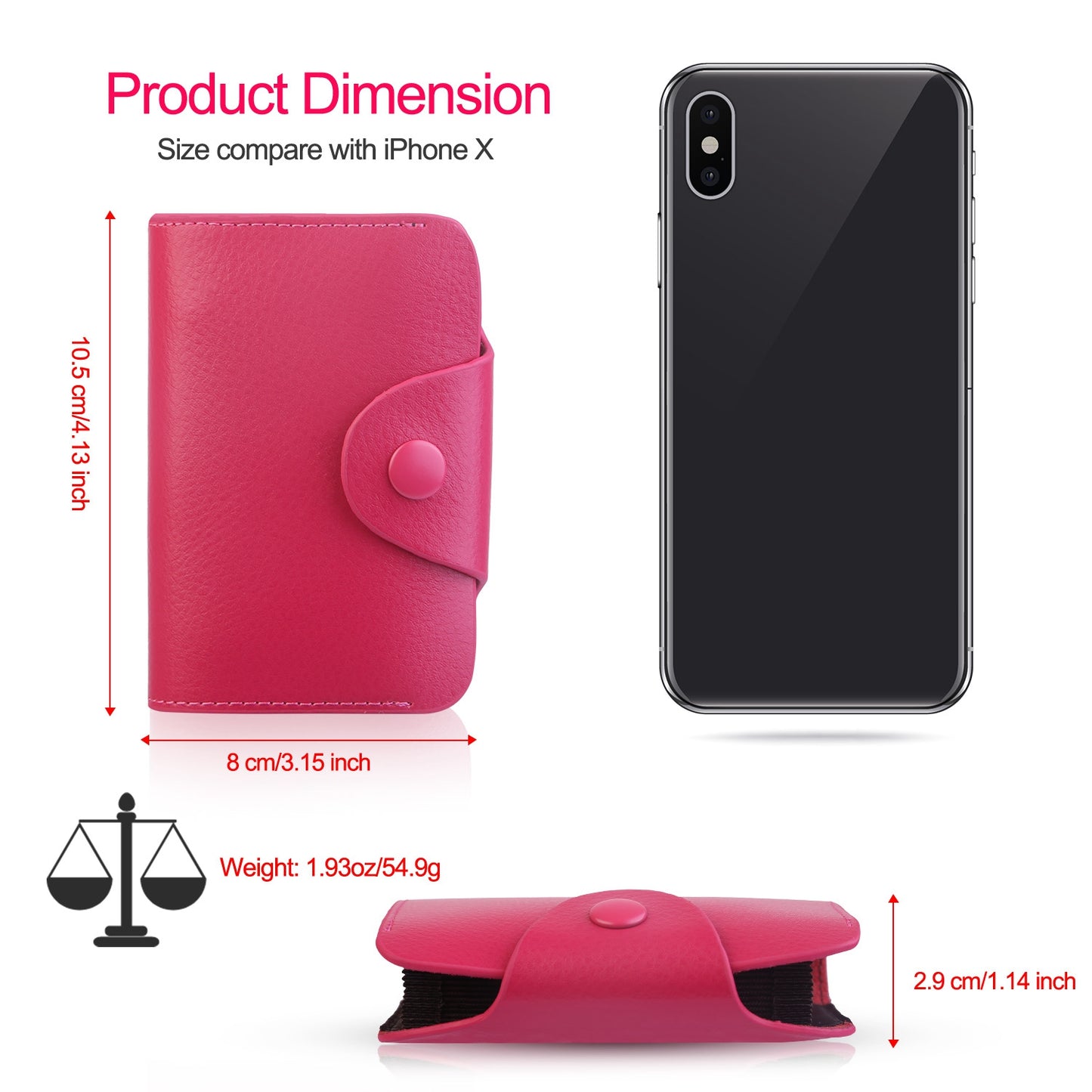 Credit Card Holder Wallet PU Leather Snap Closure Purse Accordion Case with 12 Pcs Card Slots