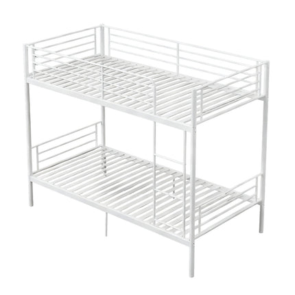 Twin Over Twin Metal Bunk Bed with Ladder and Guardrails