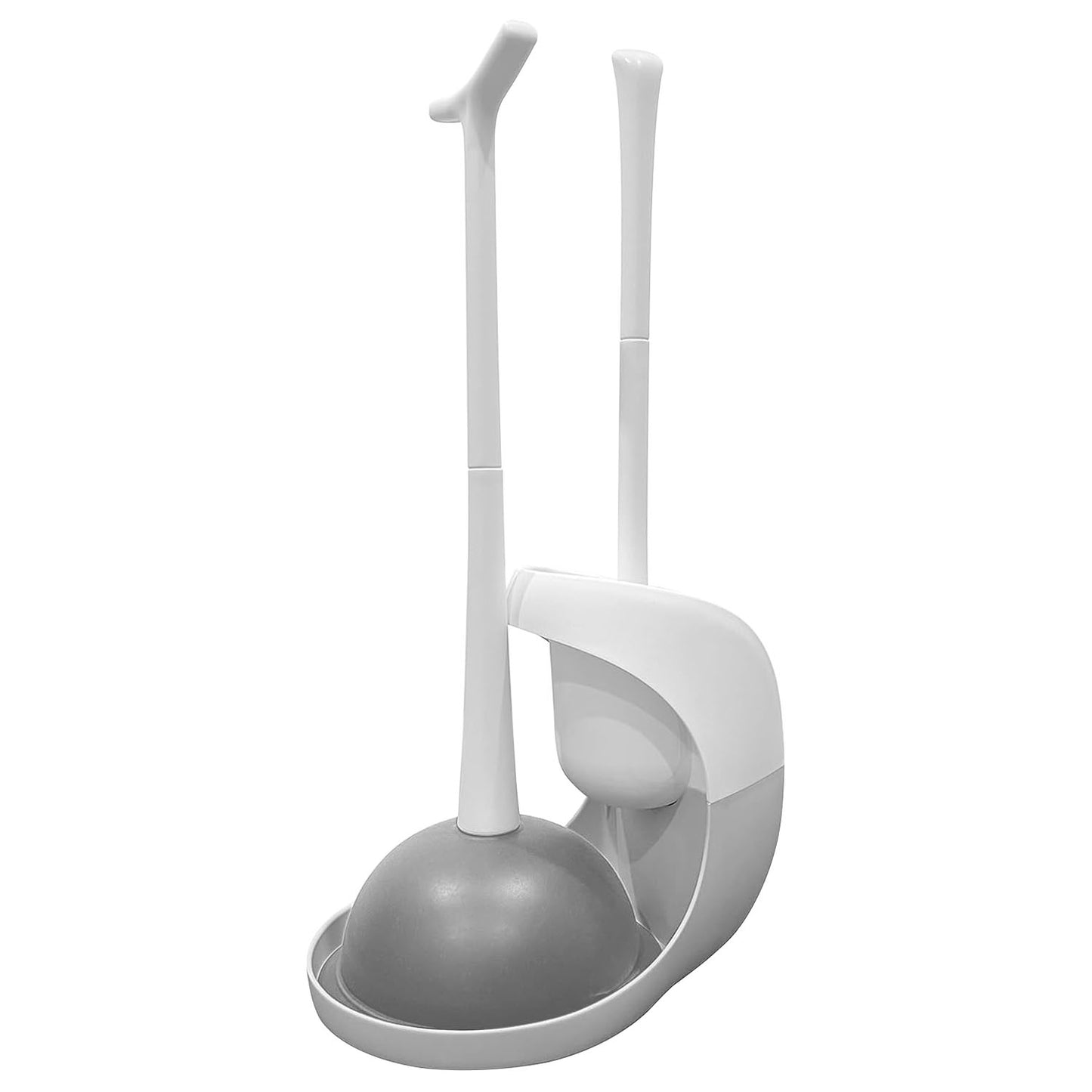 Toilet Plunger and Brush Combo Set with Ventilated Holder 2 in 1 Toilet Cleaning Tools Set with Caddy Stand for Bathroom