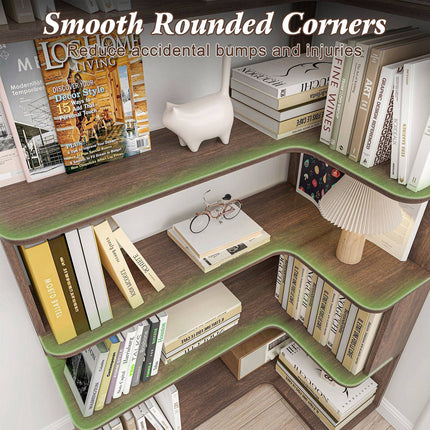 5-Tier L-Shaped Corner Bookshelf with 6 Open Shelves