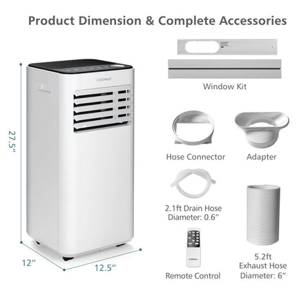 10,000 BTU (ASHRAE) Portable AC – 3-in-1