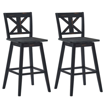 Set of 2 360-Degree Swivel Bar Stools for Home Restaurant