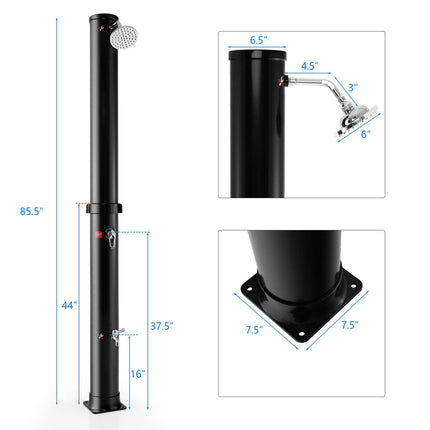 7.2 Feet Solar-Heated Outdoor Shower with Free-Rotating Shower Head