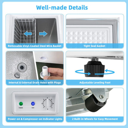 3.5/5 Cu.ft Compact Chest Freezer with Removable Storage Basket