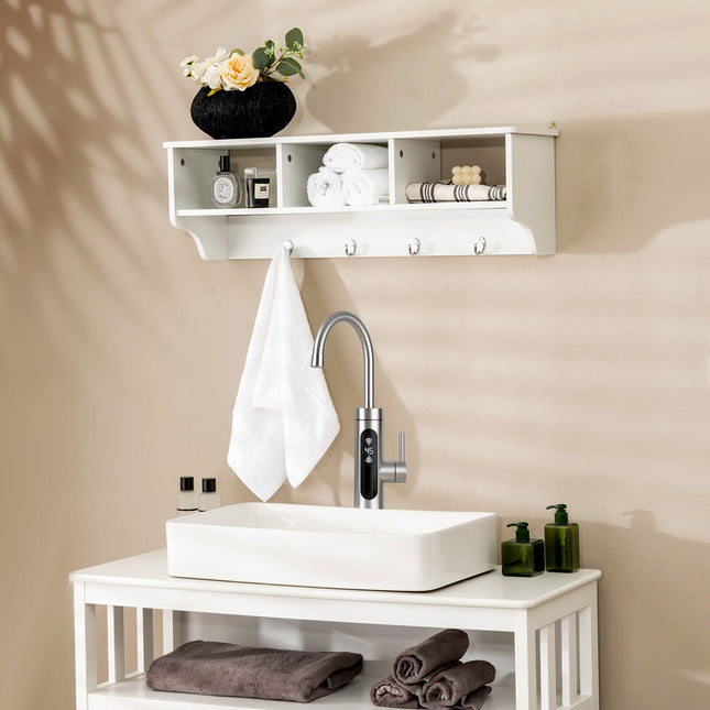 Wall Mount Cubby Organizer Hooks Entryway Storage Shelf