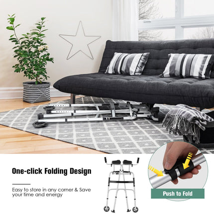 Height Adjustable Rolling Walker With Seat and Armrest Pad