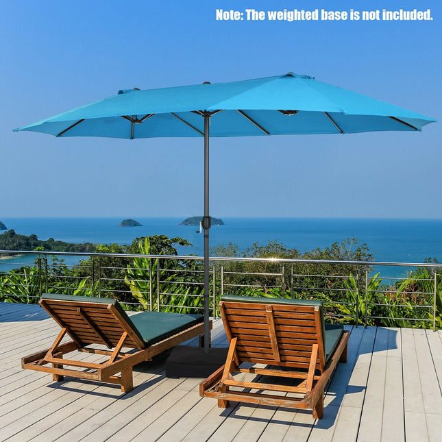15 Feet Patio Double-Sided Umbrella with Hand-Crank System