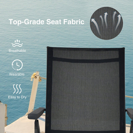 2 Pieces Foldable Chaise Lounge Chair with 2-Position Footrest