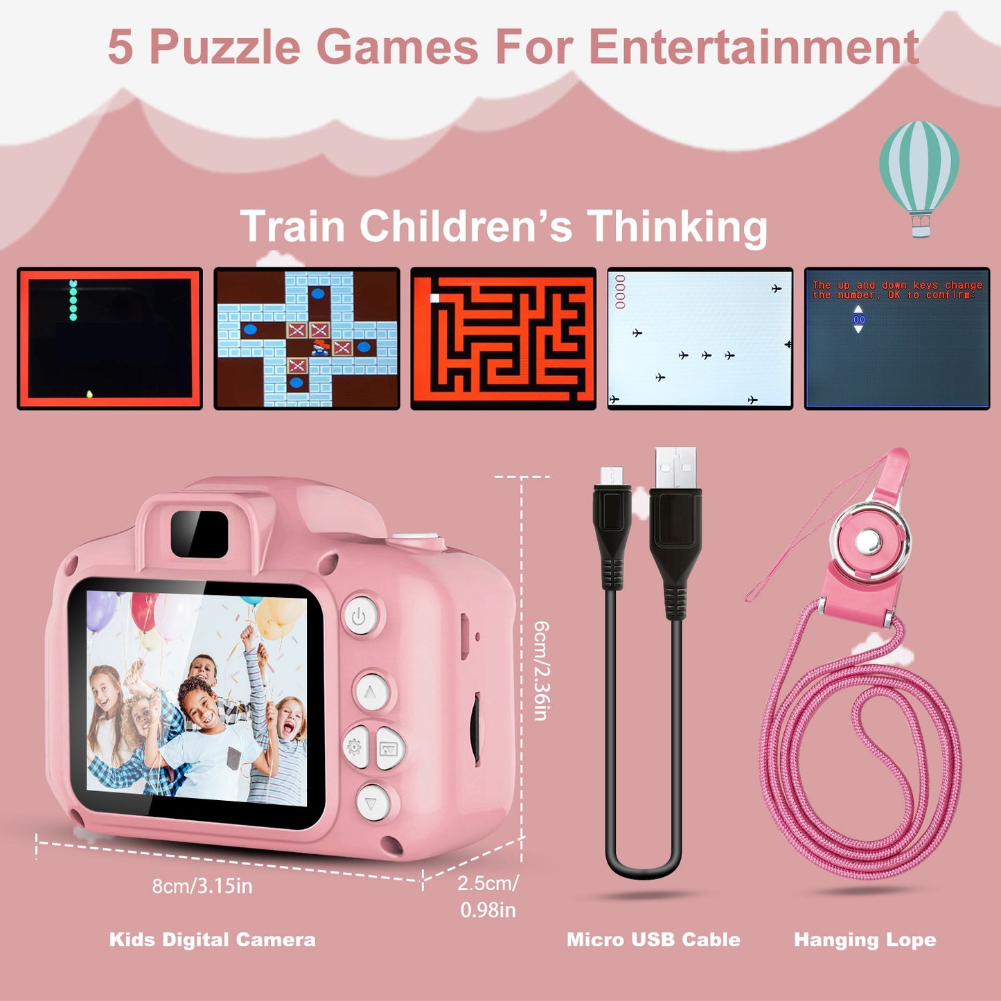 iMounTEK Kids Digital Camera w/ 2.0Ó Screen 12MP 1080P FHD Video Camera 4X Digital Zoom Games 32GB Card Supported Shockproof Child Camcorder for 3-10