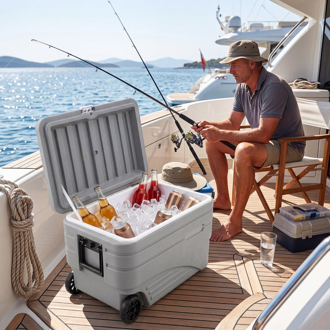 103 Quart Wheeled Cooler with Pull Handle and Drain Plug