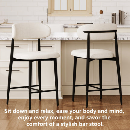 Counter Height Bar Stools Set of 2 with Curved Backrest