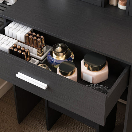 Vanity Desk Set with LED Lighted Mirror & Padded Stool