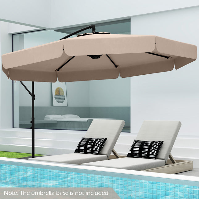 10 Feet Patio Cantilever Umbrella with Cover Tilt Adjustment and Ruffled Edge
