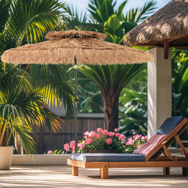 10 FT Tiki Patio Umbrella with 2-Tier Vented Canopy