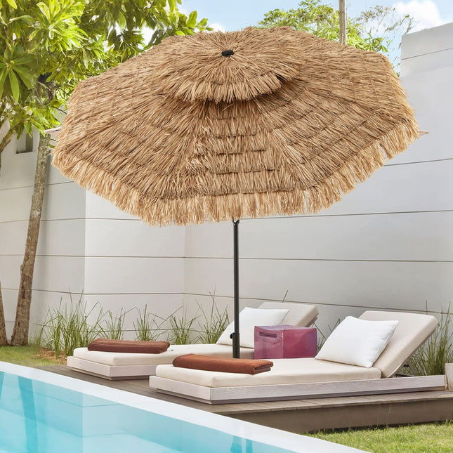 10 FT Tiki Patio Umbrella with 2-Tier Vented Canopy