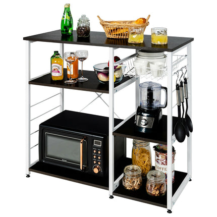 Industrial Kitchen Baker's Rack Microwave Shelf with 6 Hooks