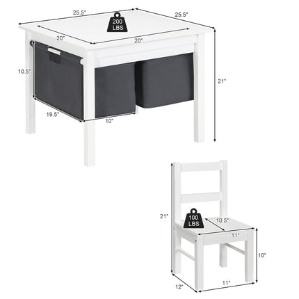 2-in-1 Kids Activity Table and 2 Chairs Set with Storage Building Block Table
