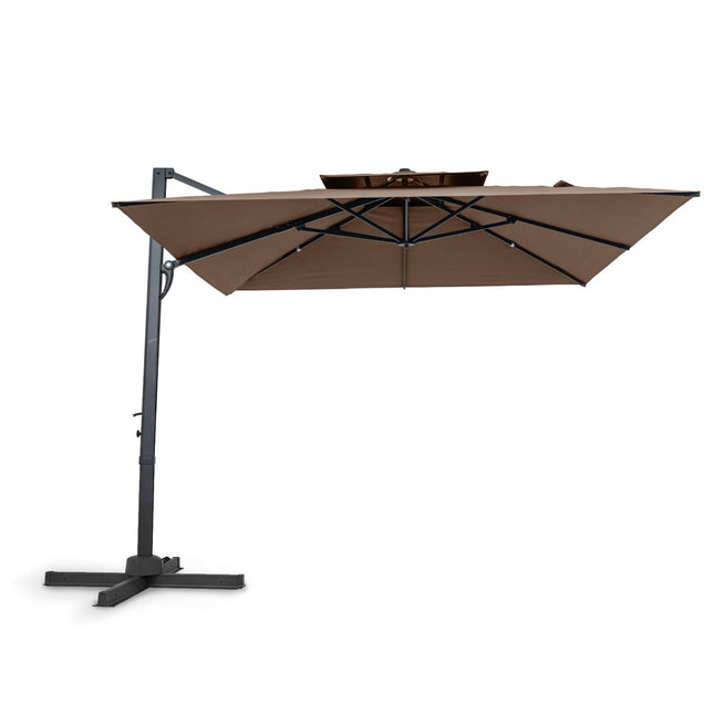 10 FT Patio Cantilever Umbrella with 360° Rotation and 8 Sturdy Ribs for Backyard
