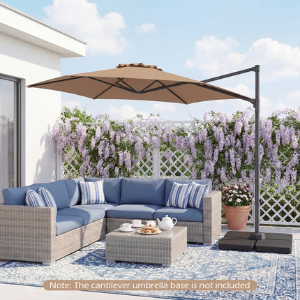 10 FT Patio Cantilever Umbrella with 360° Rotation and Air Vent for Backyard and Poolside