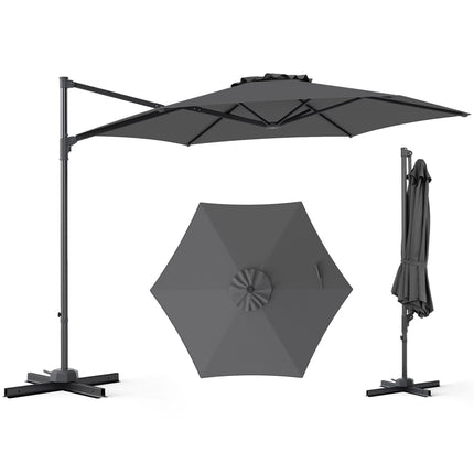 10 FT Patio Cantilever Umbrella with 360° Rotation and Air Vent for Backyard and Poolside