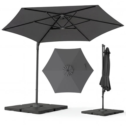 10 FT Patio Cantilever Umbrella with 360° Rotation and Air Vent for Backyard and Poolside