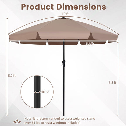 10 FT Scalloped Patio Umbrella with Push Button Tilt