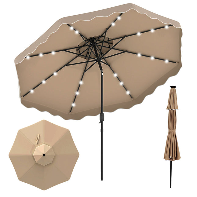 10 FT Solar LED Patio Umbrella for Deck and Pool