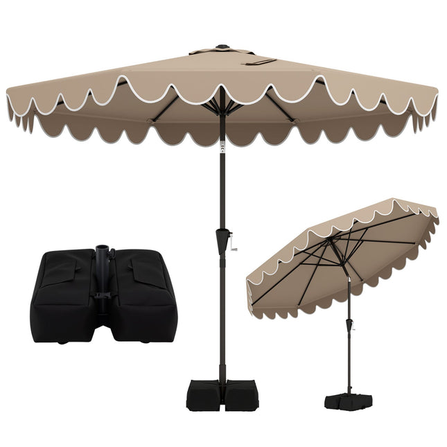 10 Feet Patio Umbrella with Weighted Base and Sandbags