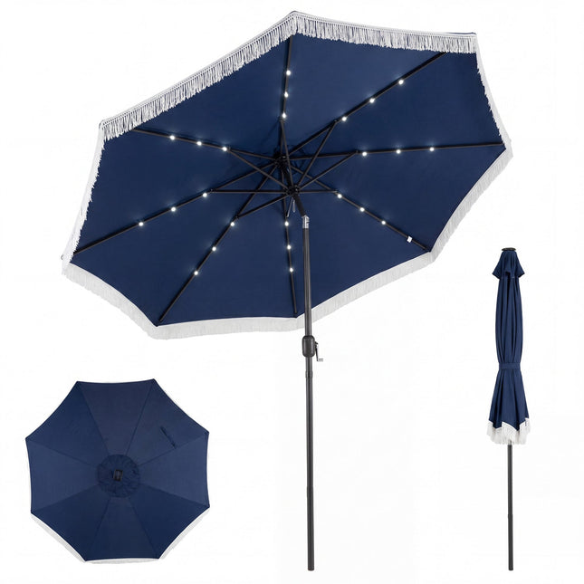 10 Feet Solar Patio Umbrella with 24 LED Lights for Yard