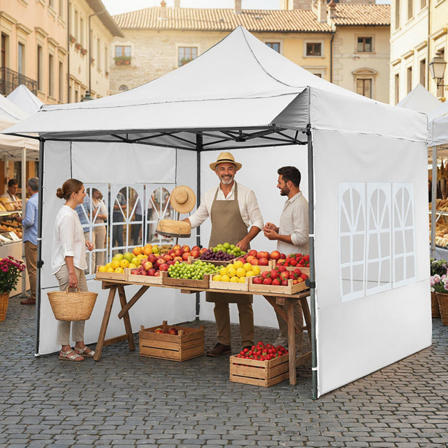 10 x 10 FT Pop up Canopy Tent with Sidewalls and Awning for Party Picnic Event