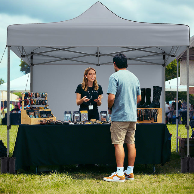 10 x 10 FT Pop up Canopy Tent with 4 Removable Sidewalls and Wheeled Bag