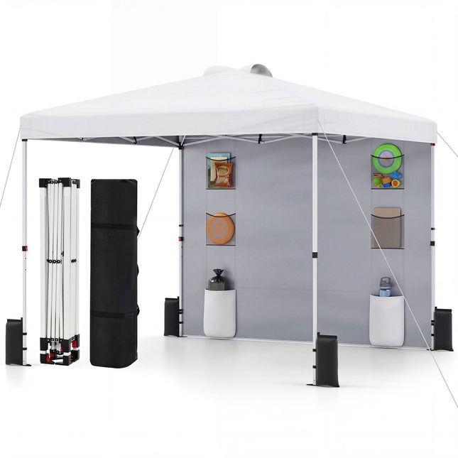 10 x 10 FT Pop up Canopy Tent with Sidewall 6 Pockets Instant Setup Commercial Gazebo
