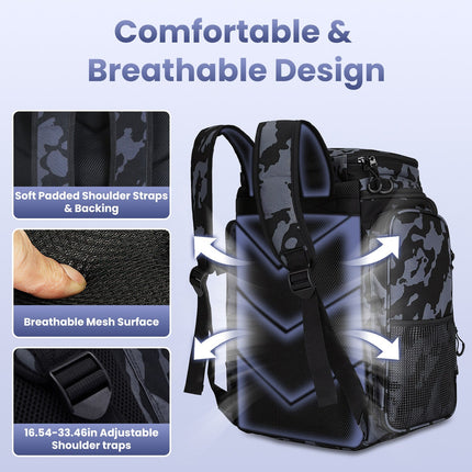 Fishing Backpack 42L with Rod Holders & 16 Pockets