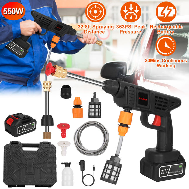 Cordless Pressure Washer Portable Electric Power Washer High Pressure Water Sprayer 363PSI Car Washer Cleaner with 12000mAh 21V Rechargeable Battery a