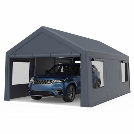 Portable Garage 10x20 FT with Dual Doors and Mesh Windows