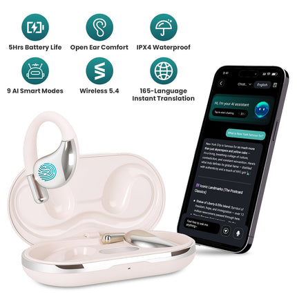 AI Translation Earbuds with 165 Languages & Open-Ear Design